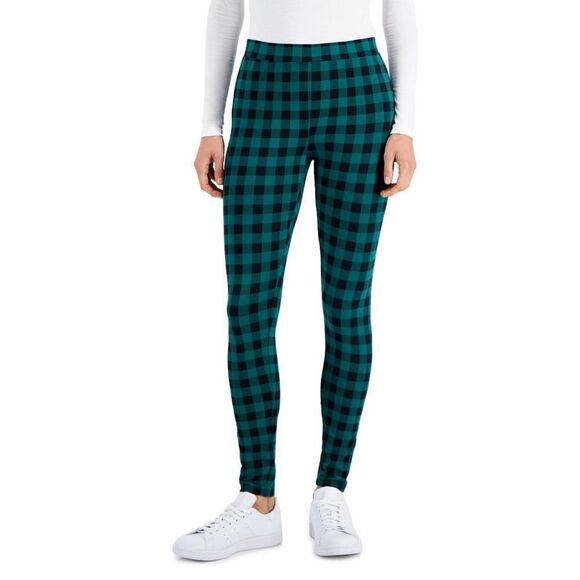 Style & Co Petite Basic Plaid Leggings Size PL Buffalo Green Plaid - Picture 1 of 6